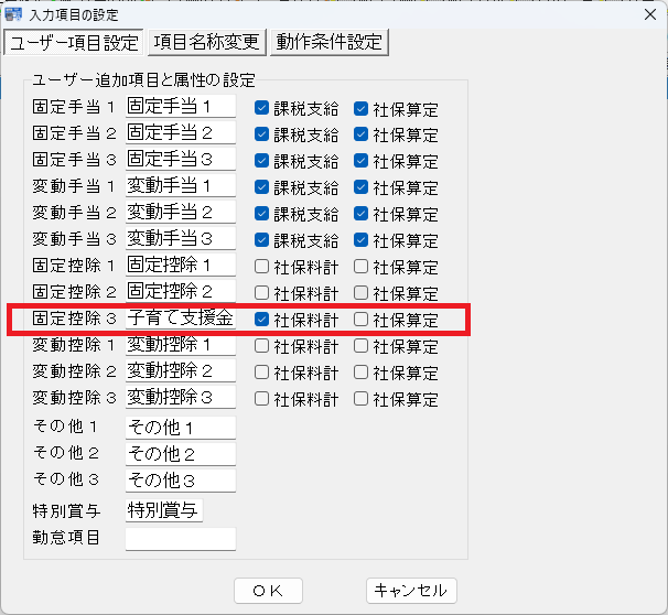 ���[�U�[���ڐݒ�